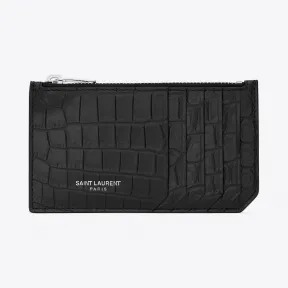 伊夫圣罗兰/Yves Saint laurent 经典巴黎式黑色鳄鱼压纹皮革5片段拉链包 458583DZE0N1000