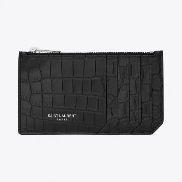 伊夫圣罗兰/Yves Saint laurent 经典巴黎式黑色鳄鱼压纹皮革5片段拉链包 458583DZE0N1000