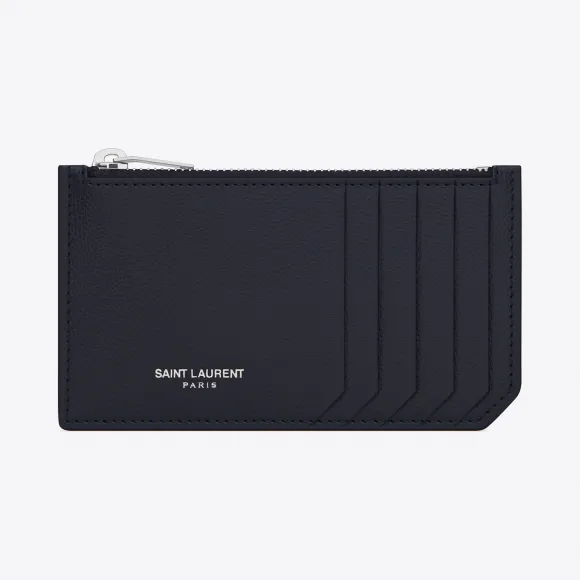伊夫圣罗兰/Yves Saint laurent 经典圣罗兰巴黎5片式拉链袋，采用海军蓝颗粒山羊纹理皮革  458589BTY0