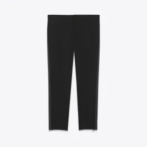 伊夫圣罗兰/Yves Saint laurent 标志性LE SMOKING黑色华达呢低腰开衩裤 472855Y239W1000