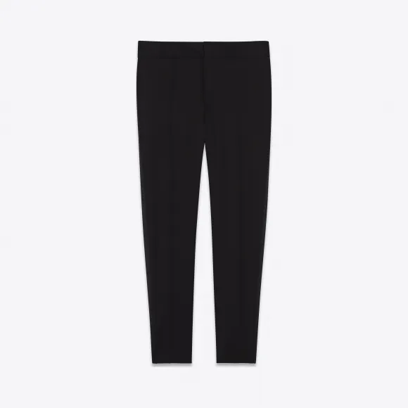 伊夫圣罗兰/Yves Saint laurent 标志性LE SMOKING黑色粒纹低腰裤 473446Y085W1000