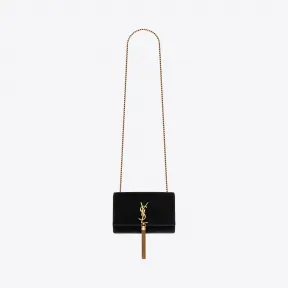伊夫圣罗兰/Yves Saint laurent Kate 小号黑色丝绒流苏穗链条包 474366GVO0W1000