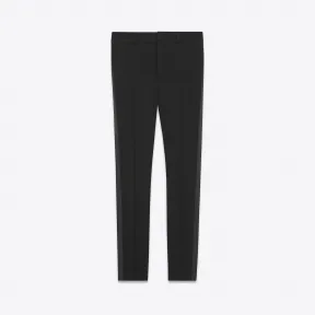 伊夫圣罗兰/Yves Saint laurent 标志性LE SMOKING黑色粒纹裤 483929Y399W1000