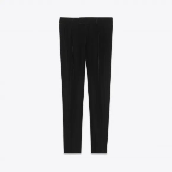 伊夫圣罗兰/Yves Saint laurent 黑色天鹅绒低腰褶裤 489496Y525R1000