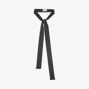 伊夫圣罗兰/Yves Saint laurent 黑色和象牙色双绉圆点Ascot披巾 5011654Y0051078