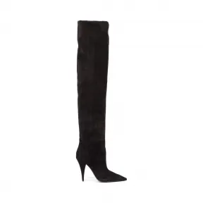 伊夫圣罗兰/Yves Saint laurent Kiki黑色绒面革靴 5801690LI001000