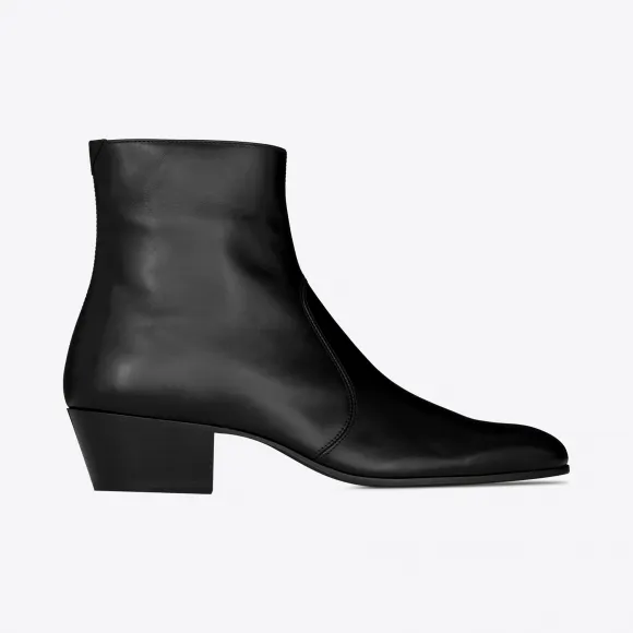 伊夫圣罗兰/Yves Saint laurent COLE光滑皮革拉链靴
