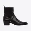 伊夫圣罗兰/Yves Saint laurent 经典 wyatt 黑色真皮机车靴 6342251YL001000