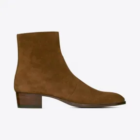 伊夫圣罗兰/Yves Saint laurent wyatt绒面材质拉链靴 6491031NZ002635