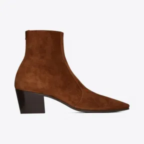 伊夫圣罗兰/Yves Saint laurent vassili绒面材质拉链靴 66762027D002708