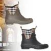 博百利/Burberry 女士 Vintage 格纹橡胶雨靴 (军绿色) 80070341