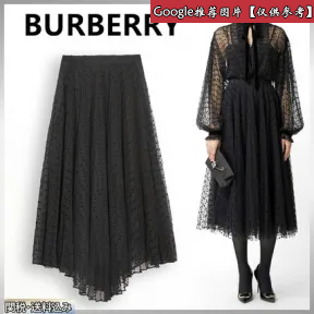 博百利/Burberry 女士 波点植绒薄纱半裙 (黑色) 80074091
