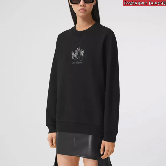 博百利/Burberry 黑色 鹿刺绣黑色卫衣 80428831