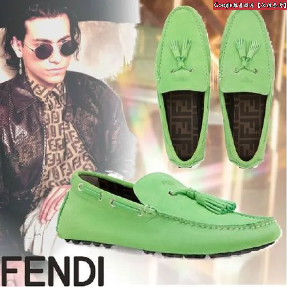 芬迪/Fendi 男士 绿色皮革驾车鞋 7D1248QK9F0Q9V