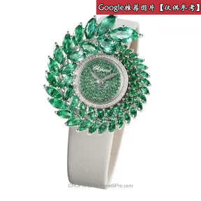 萧邦/Chopard 18k白金镶钻祖母绿 女表 134309-1014