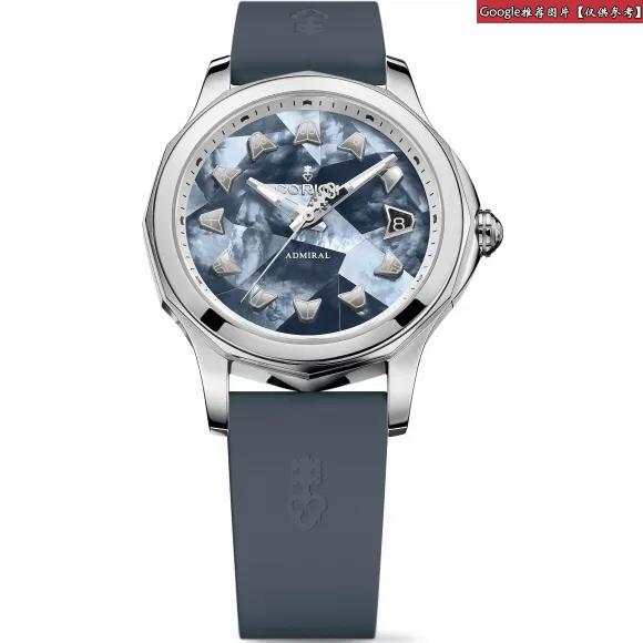 昆仑/Corum Heritage Eleganza 系列 925银，双层防反射蓝宝石水晶，蓝宝石底盖，27颗海蓝宝石，8.00克拉 自动机械机芯 A082-03580
