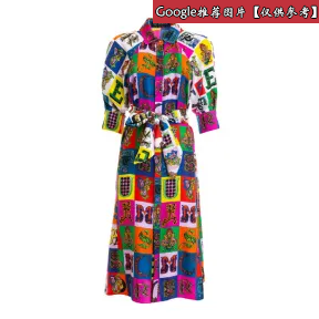 范思哲/Versace Alphabet印花桑蚕丝迷笛衬衫连衣裙 A81920-A228642_A7000