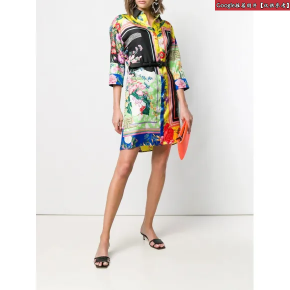 范思哲/Versace Bloom印花桑蚕丝衬衫连衣裙 A82301-A230082_A7000