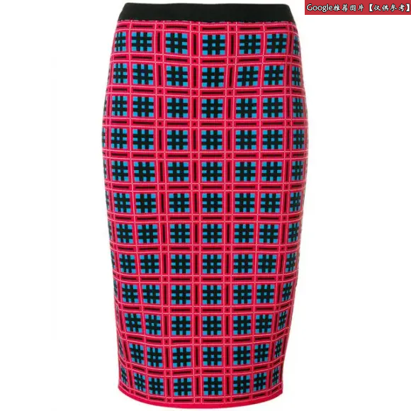 范思哲/Versace Fire Checked Tapestry针织铅笔半身裙 A83018-A229853_A7205