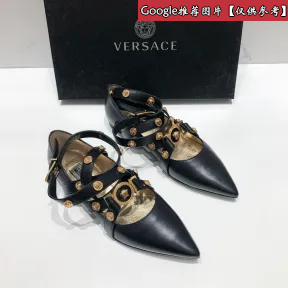 范思哲/Versace Tribute 美杜莎饰带尖头平底鞋 DSR614C-DVT2P_K41T