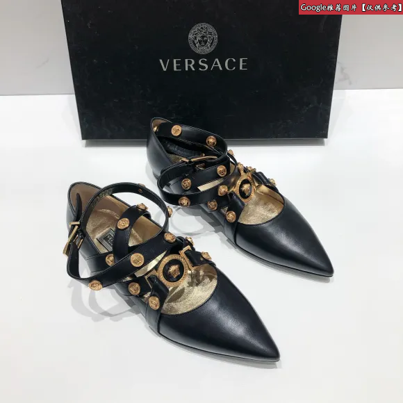 范思哲/Versace Tribute 美杜莎饰带尖头平底鞋 DSR614C-DVT2P_K41T