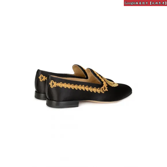 范思哲/Versace Gold Hibiscus刺绣缎面乐福鞋 DSU6488-D13RC_D41OH