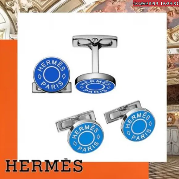 爱马仕/Hermes 蓝色 Licol 2袖扣 H052056FP1N