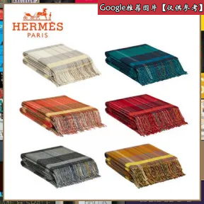 爱马仕/Hermes 蓝色 Scott'H毛毯 H103120M_06