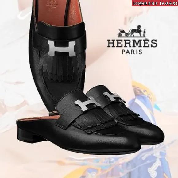爱马仕/Hermes 黑色 Rivoli穆勒鞋 H181066Z_01350