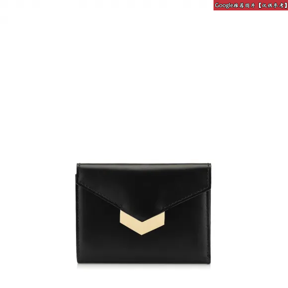 Jimmychoo/吉米周 黑色Spazzolato皮革法式钱包 j000077980001