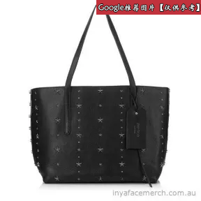 Jimmychoo/吉米周 黑色粒状小牛皮配水晶星星和粒状皮革手提袋 j000078738001