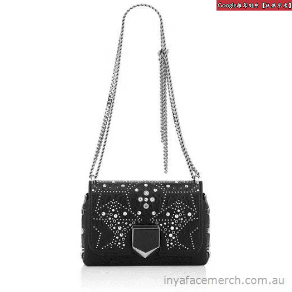 Jimmychoo/吉米周 黑色混合粒状皮革单肩包，饰有图形星状点缀 J000091573001