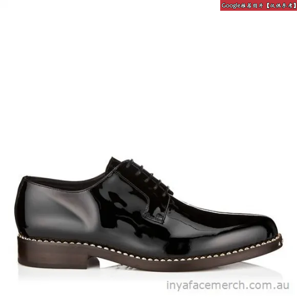 Jimmychoo/吉米周 黑色漆皮系带鞋 PENNPAT010003