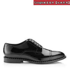 Jimmychoo/吉米周 黑色漆皮系带鞋，配以钢钉细节 PENNPUD004317