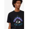 凯卓/Kenzo 黑色 T恤 眼睛T恤 F955TS0494YC.99.L
