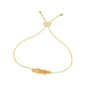 APM 金黄色纯银镶晶钻可调节橙色鳄鱼手链 AB3522XOOY