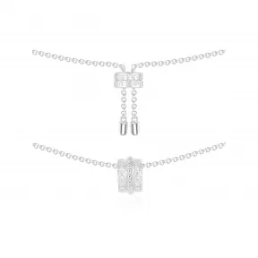 APM 可调节项链饰镶白石迷你吊坠 - 银白色 AC4623OX