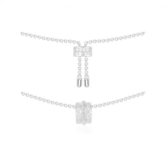 APM 可调节项链饰镶白石迷你吊坠 - 银白色 AC4623OX