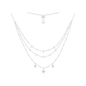 APM 三层项链饰交叉吊坠 - 银白色 AC5793OX