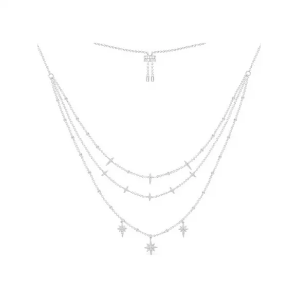 APM 三层项链饰交叉吊坠 - 银白色 AC5793OX