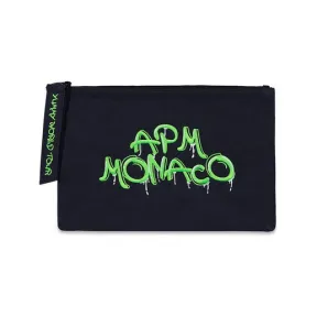 APM 绿色刺绣APM Monaco涂鸦手拿包 ACCESS39ENG