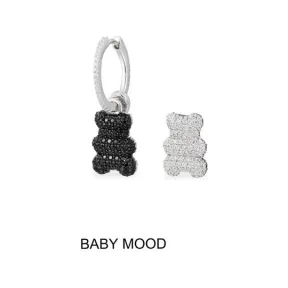 APM 系列 单只Baby Mood Yummy Bear（可挂扣）圆环耳环 - 银白色 AE13714XZTW