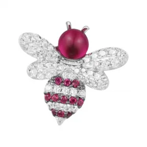APM 纯银蜜蜂胸针配红晶钻 AO33XKR