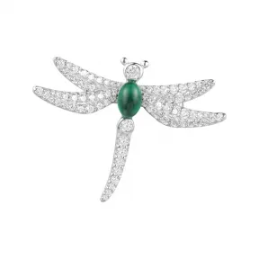 APM 纯银镶晶石绿色蜻蜓胸针 AO34XKG