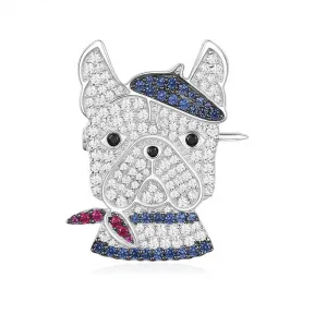 APM 纯银镶晶钻深蓝'Doggy'胸针 AO35M