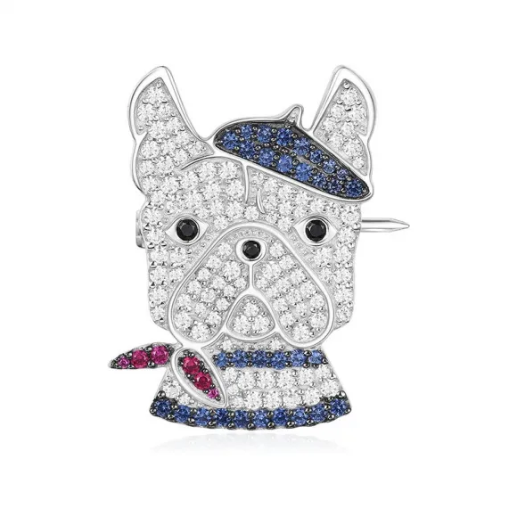 APM 纯银镶晶钻深蓝'Doggy'胸针 AO35M