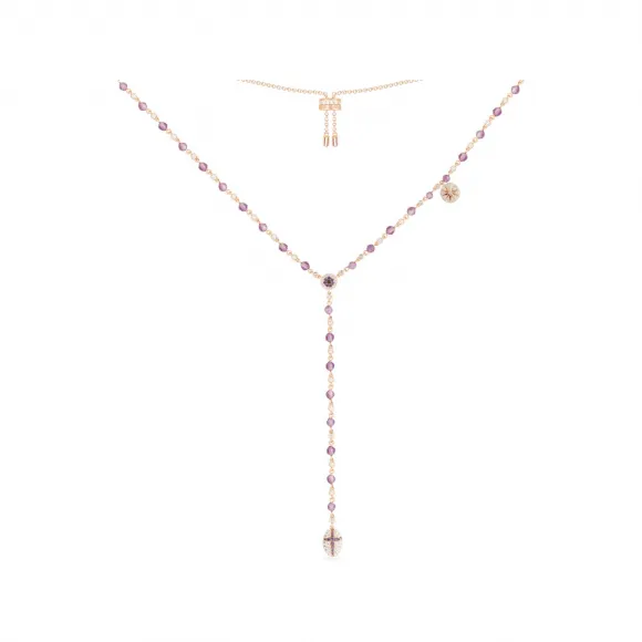 APM 粉金色纯银紫珠可调节项链配坠饰 RC4662AMM