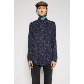 阿克尼/Acne 女士 涡纹印花T恤 黑色/紫色 AC0302-AFW