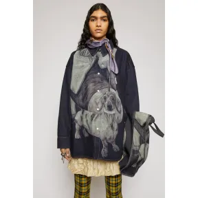 阿克尼/Acne 女士 狗狗提花图案牛仔外套衫 靛蓝色 AC0313-135