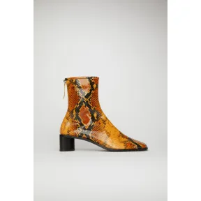 阿克尼/Acne 女士 蟒蛇纹皮靴 橙色/黑色 AD0274-AJE